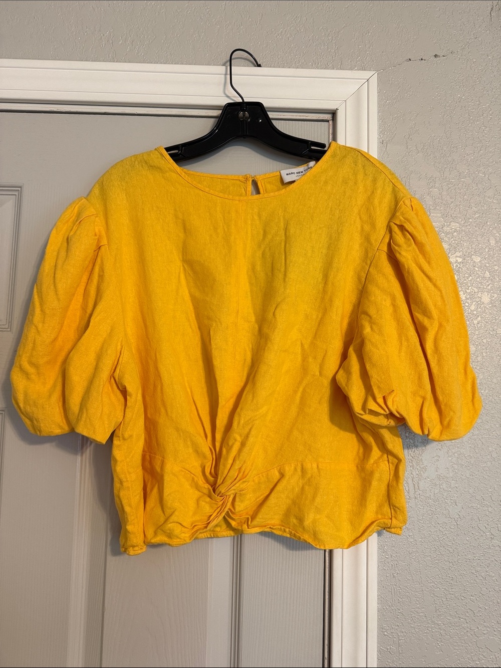 Yellow Linen Blend Crop Top